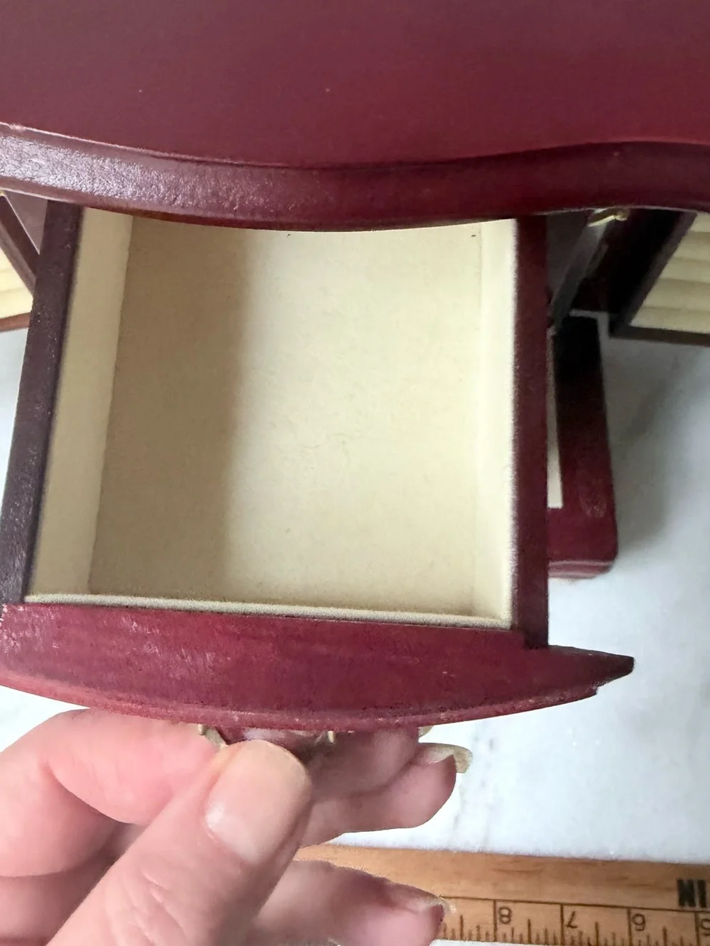 Wooden Jewelry Armoire Chest in Deep Red - Classic Storage Organizer
